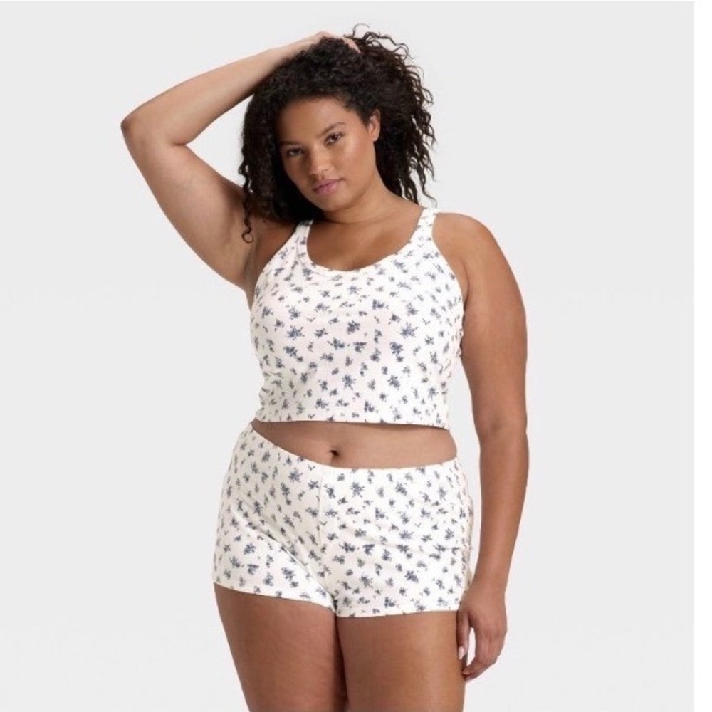 Wild Fable Women's 3-Piece Pajama Bundle Size 1X Floral Stripe NWT